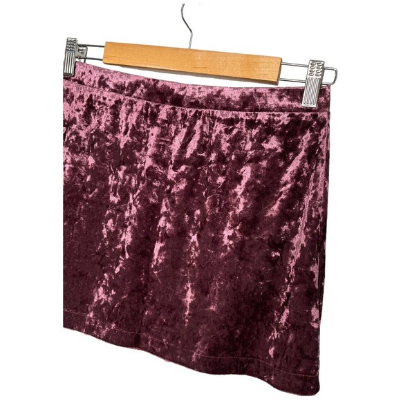 New Nordstrom Abound Crushed Velvet Velour Mini Retro 90s Y2K Skirt Burgundy M - Picture 10 of 11